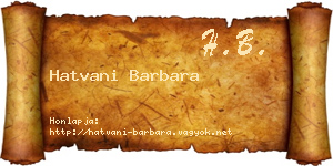 Hatvani Barbara névjegykártya